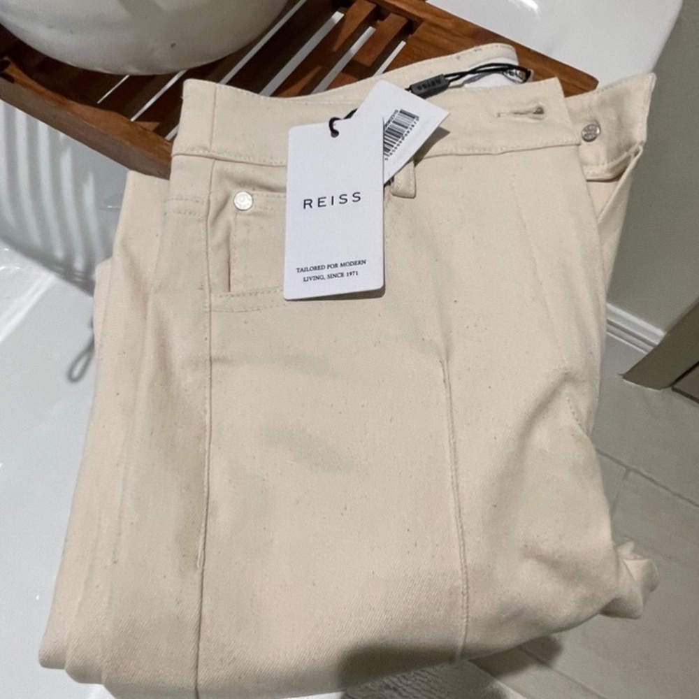 Reiss Cream Wide-Leg Trousers - Picture 5 of 7